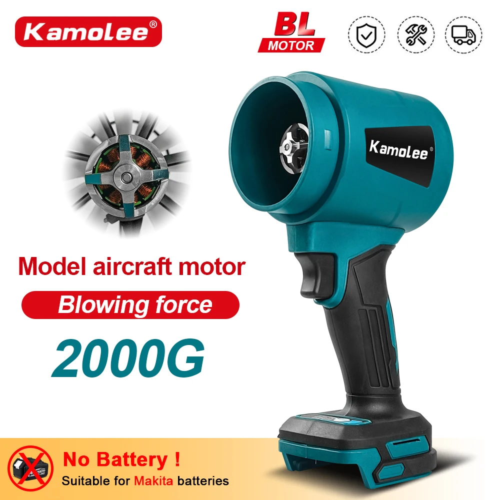 Kamolee Brushless 3000W Electric Turbo Blowers Jet Fan 400M/S Violent Car Dryer Dust Blowing Tool for Makita 18V Battery