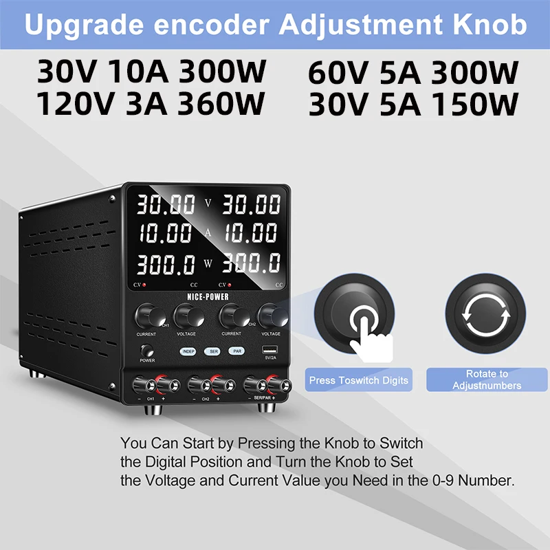 30V10A DUAL Output DC Power Supply Laboratory Aging Electronic Equipment Testing 60V5A 120V3A Series Parallel Independent Output