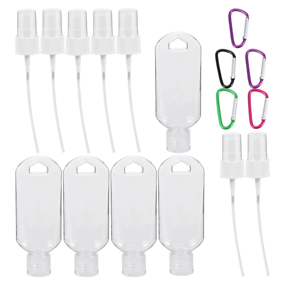 5 مجموعات من الزجاجات القابلة لإعادة الملء مع حاويات سفر مطهرة بخطاف، لوشن محمول لغسل الوجه، زجاجات يدوية للرحلة