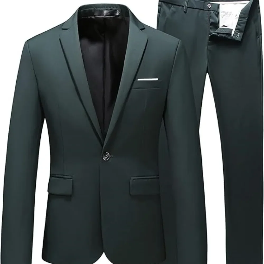 

Fashion Green Suits for Men High Quality Slim Fit Wedding Costume Homme Customized 2 Piece Jacket Pants