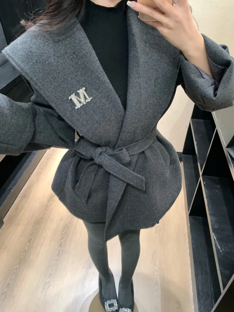 

Elegant Woolen Coat Women's Tailored Lapel Fashionable Commute Style Autumn Winter New Arrival Small Fragrance Style Outerwear