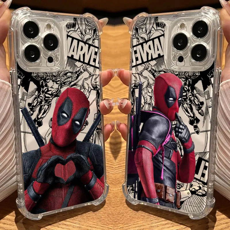 

Marvels Deadpool Phone Case Clear For iPhone 17 16 14 15 11 12 13 Pro Max 16E 15 16 Plus 17 Air Soft Shockproof Cover Deadpools