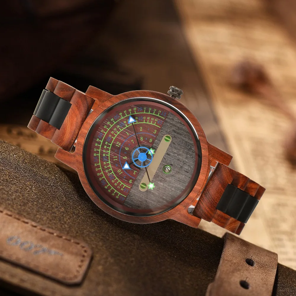 Bamboo Wood Watch Creative Pointer Dial Quartz Wooden Band Man Wristwatch for Men Luminous Display Clock Male Relogio Masculine