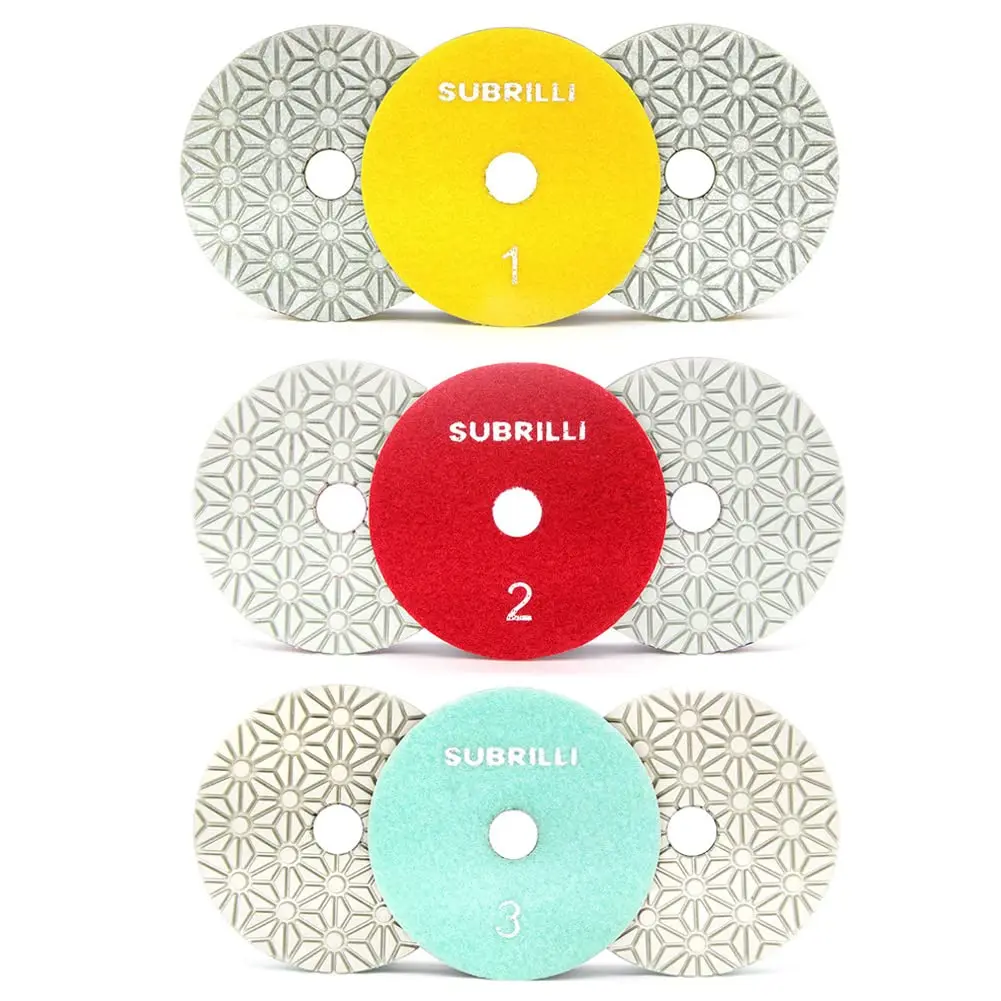 

9-Piece Diamond Polishing Pads for Granite, Marble, Quartz & Concrete - Dry/Wet Use