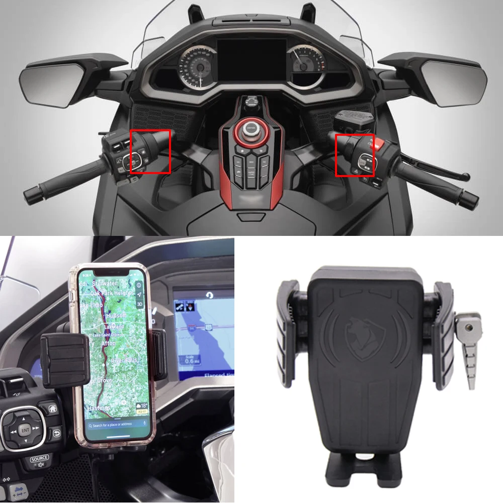 15W Fast Wireless Charging Navigation Support Bracket GPS Phone Holder For HONDA Kawasaki Yamaha Suzuki Indian Gold Wing GL1800