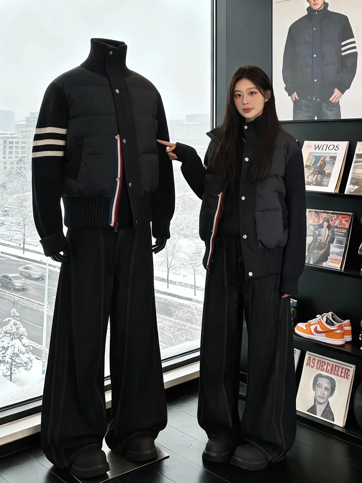 

Korean Sle Knitted Spliced Cotton Jaet Men Women Winter Thi Warm Lightweight Slim Fit ort Coat Youth ular Leisure ...