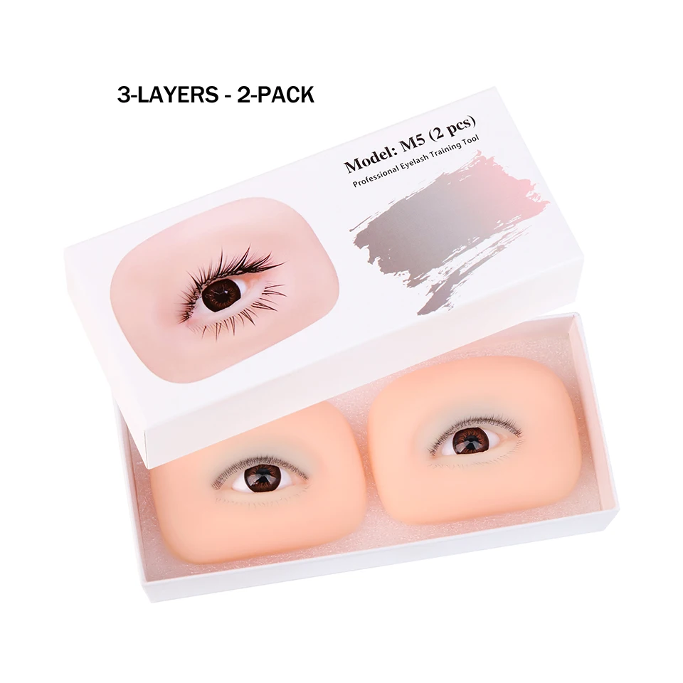 

3D False Eyelash Mannequin Eyes Simulated Silicone Eye Model Doll Head Reusable Silicone Eyelash Grafting Practice Training Eyes