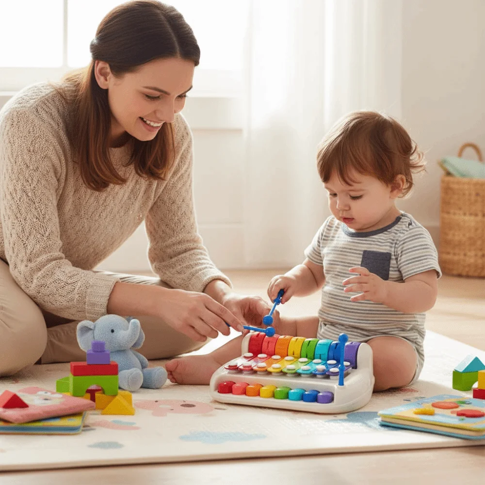 Plastikowe pianinko z 8 dźwiękami, zabawka edukacyjna, instrument perkusyjny, zabawka muzyczna dla niemowląt, pałeczki perkusyjne, zabawka 2 w 1, xylofon.