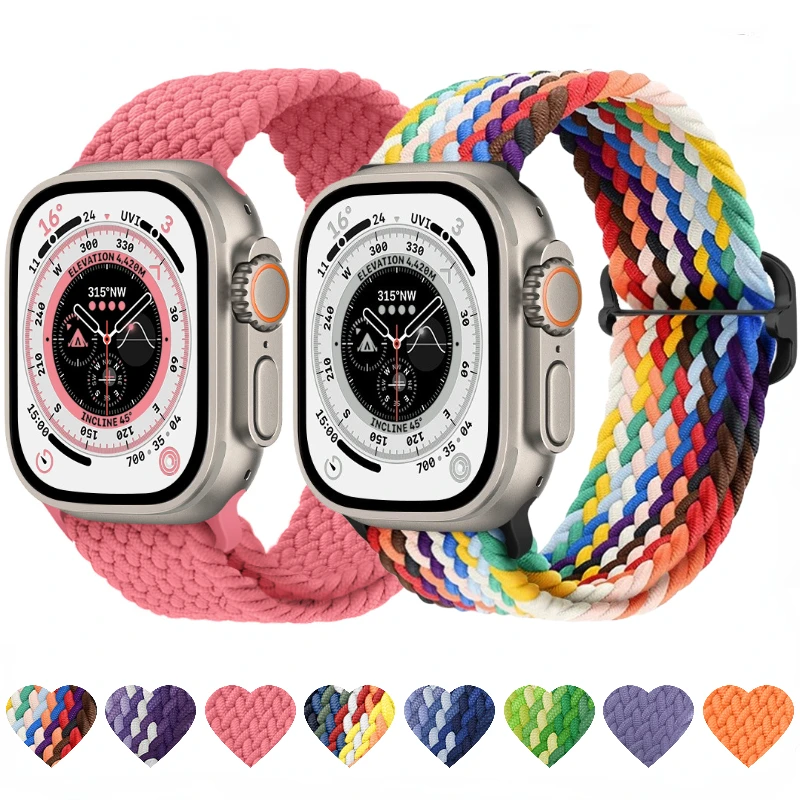 Woven nylon strap For Apple watch Ultra 49mm 8 7 45mm 41mm Breathable comfort bracelet For iwatch 6 5 4 3 SE 44mm 42mm 40mm band