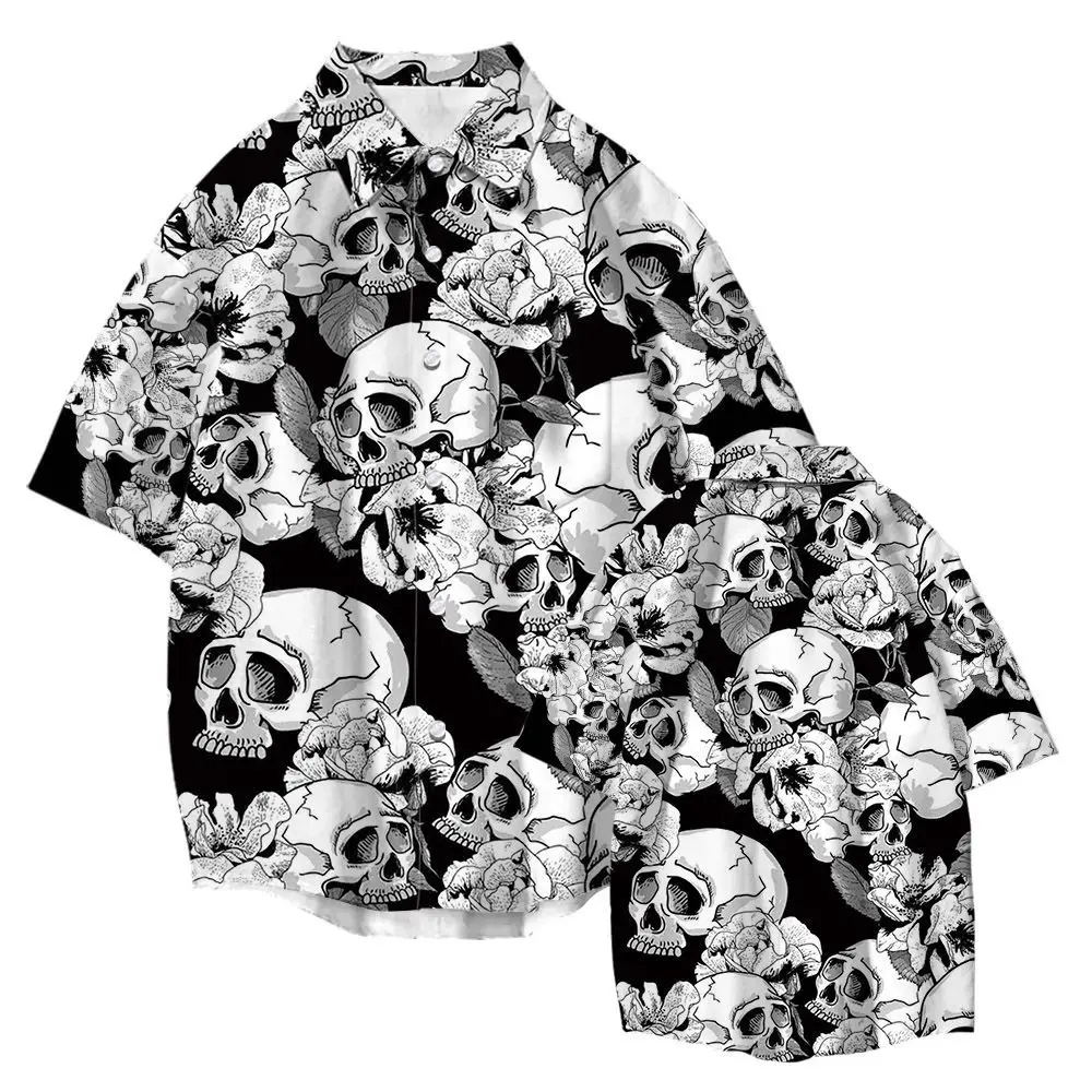 Zomer Skeletprint Heren En Dames Mysterieus Losse T-Shirt Casual Top Halloween Kostuum Met Korte Mouwen