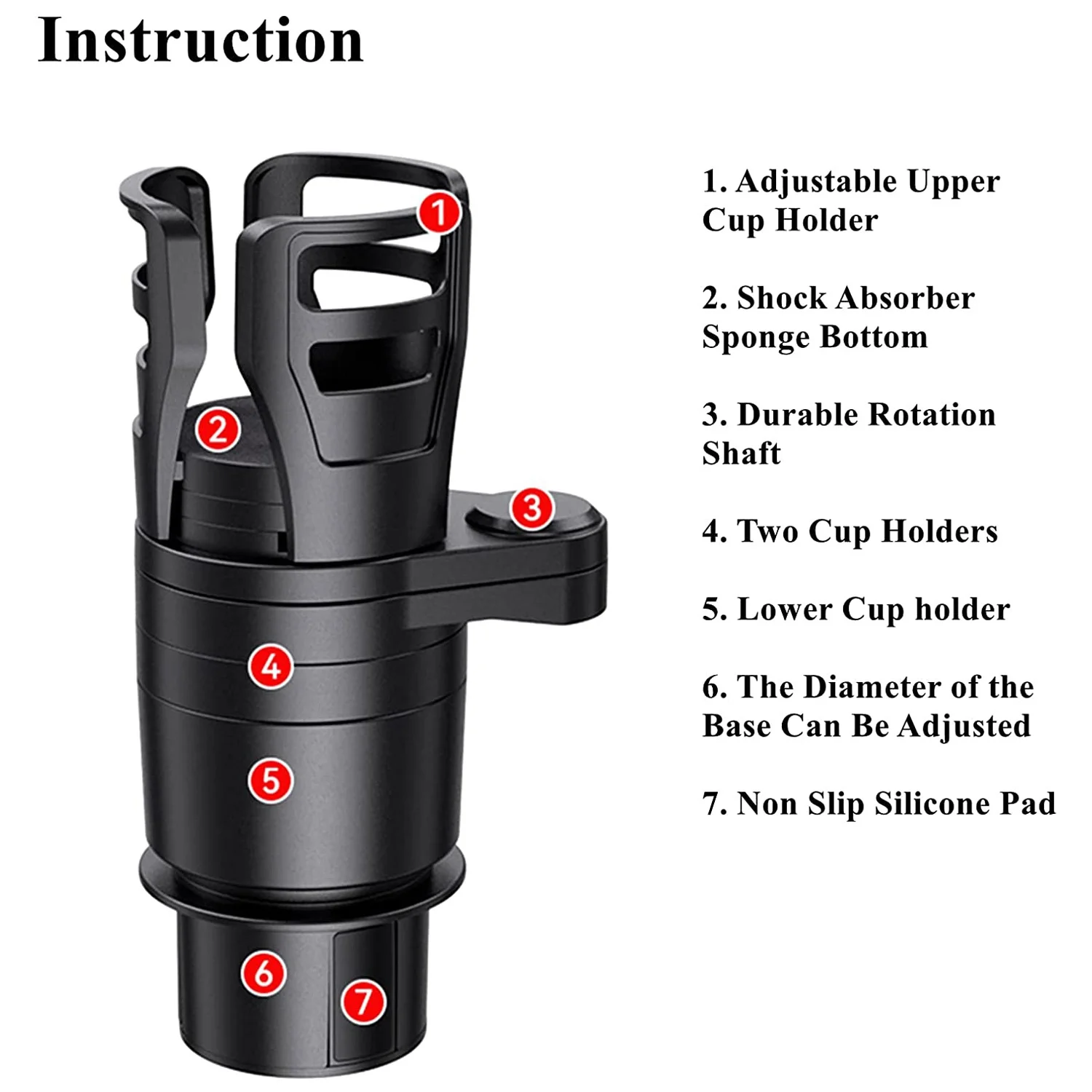 4 in 1 Car Cup Holder Extender Multi-Function Cup Holder 360 Degree Rotatable and Adjustable Cup Holder