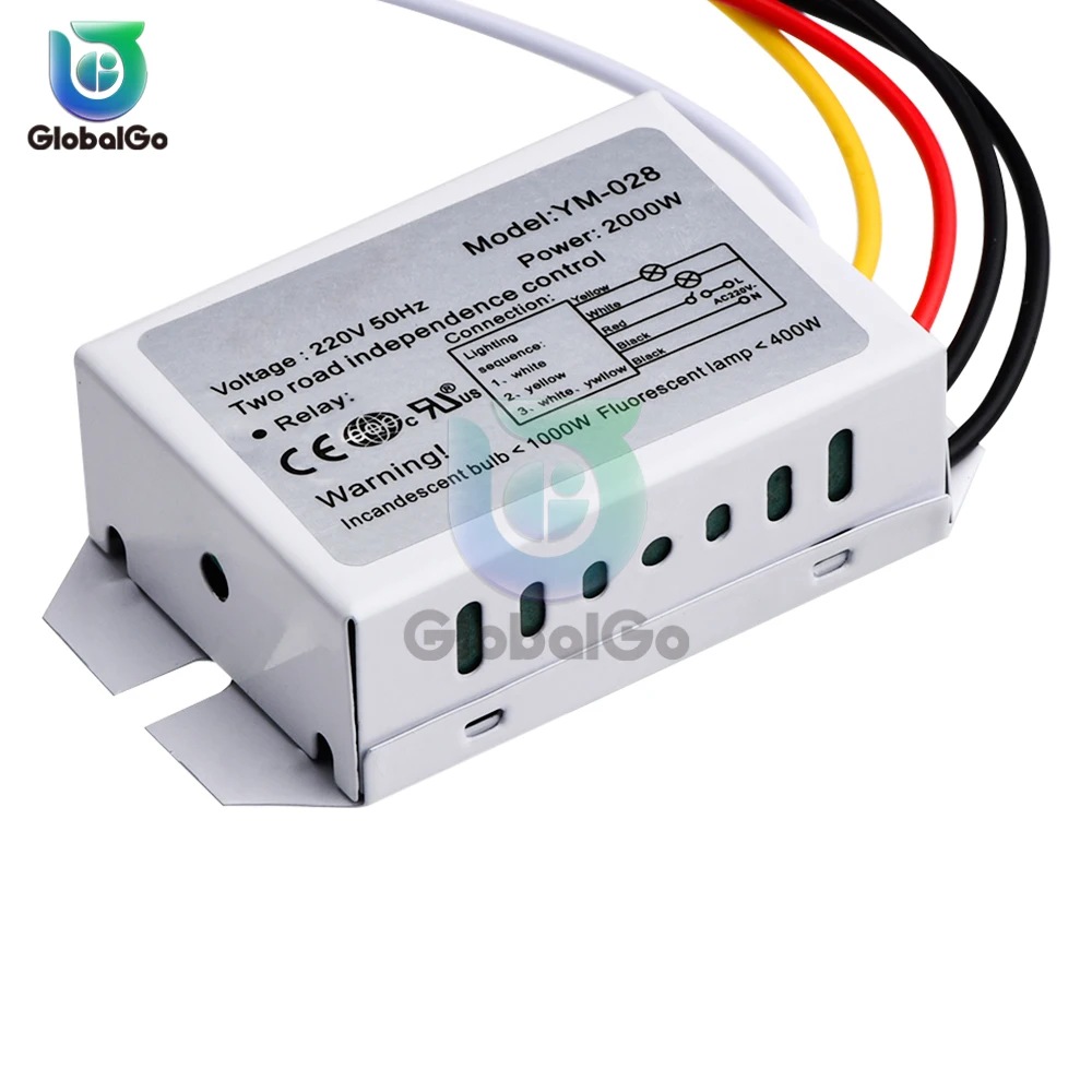 220V 2 Ways Digital Subsection Switch 1000W for Ceiling Light Independence Control Section Switch Piecewise Switch