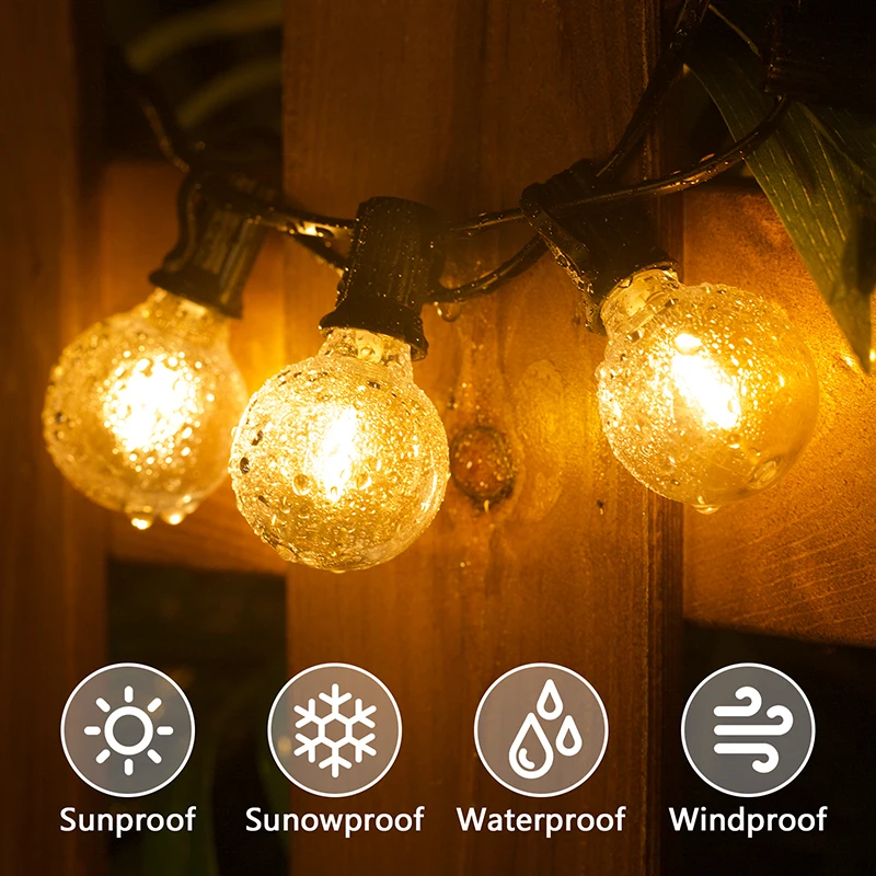 G40 Globe Outdoor LED String Lights Plastic Shatterproof Bulbs Waterproof for  Patio Garden Outside Backyard Christmas Ramadan