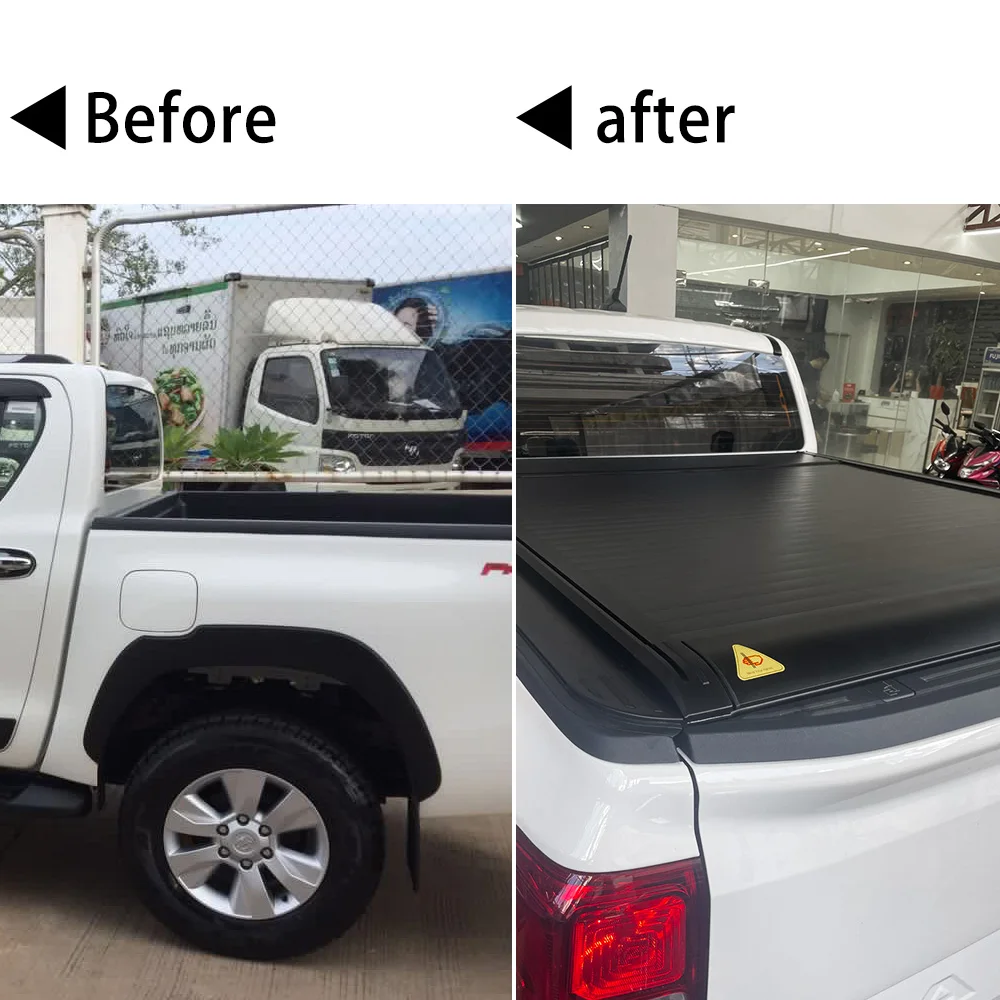 Tapa de rodillo de recogida, cubierta de cama de persiana de camión, cubierta de tóner Manual enrollable dura con cerradura codificada para Toyota Hilux Revo