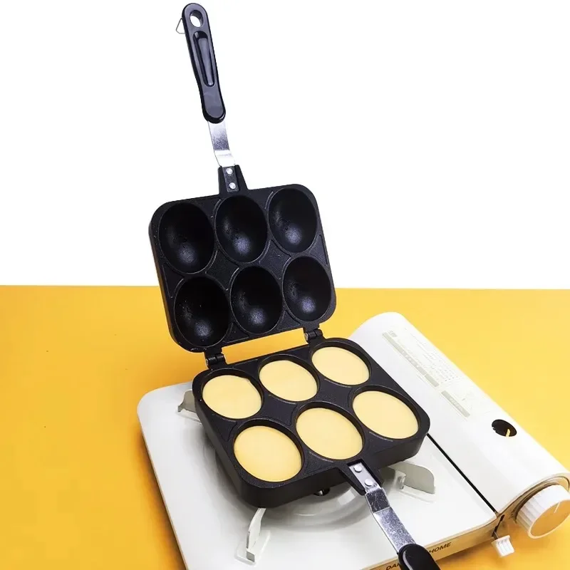 

Non-Stick Cooking Pot Breakfast Egg Cooker Cake Mold 6 Hole Cooking Cake Pan Cast Iron Omelette Pan Kitchen Cookware Kitchenware