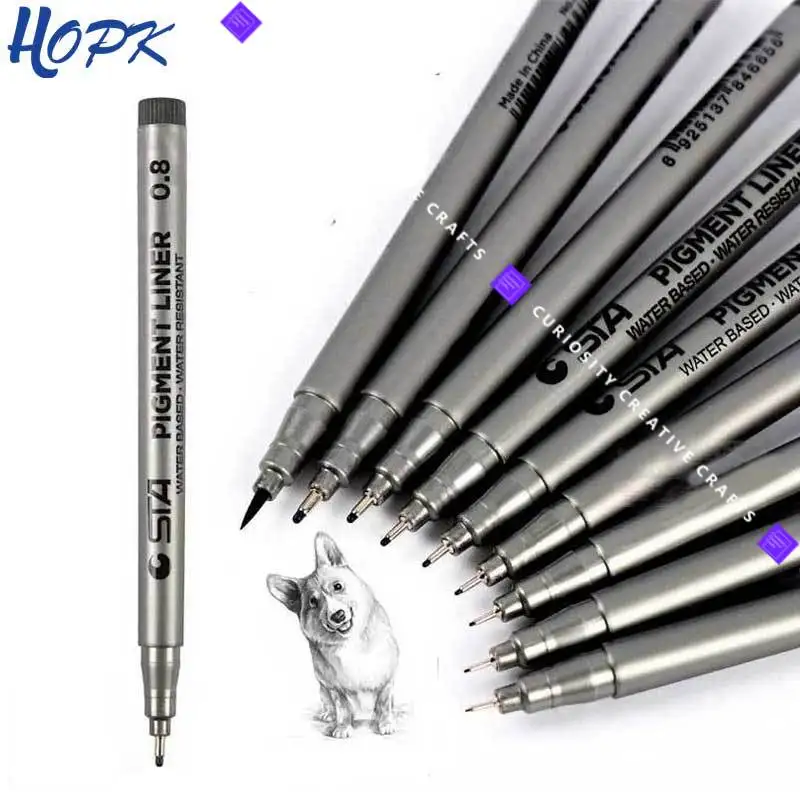 STA Pigment Liner Pigma Professional Artist Micron Marker Pen 0.05 0.1 0.2 0.3 0.4 0.5 0.6 0.8 Brush Tip Fineliner Sketching Pen