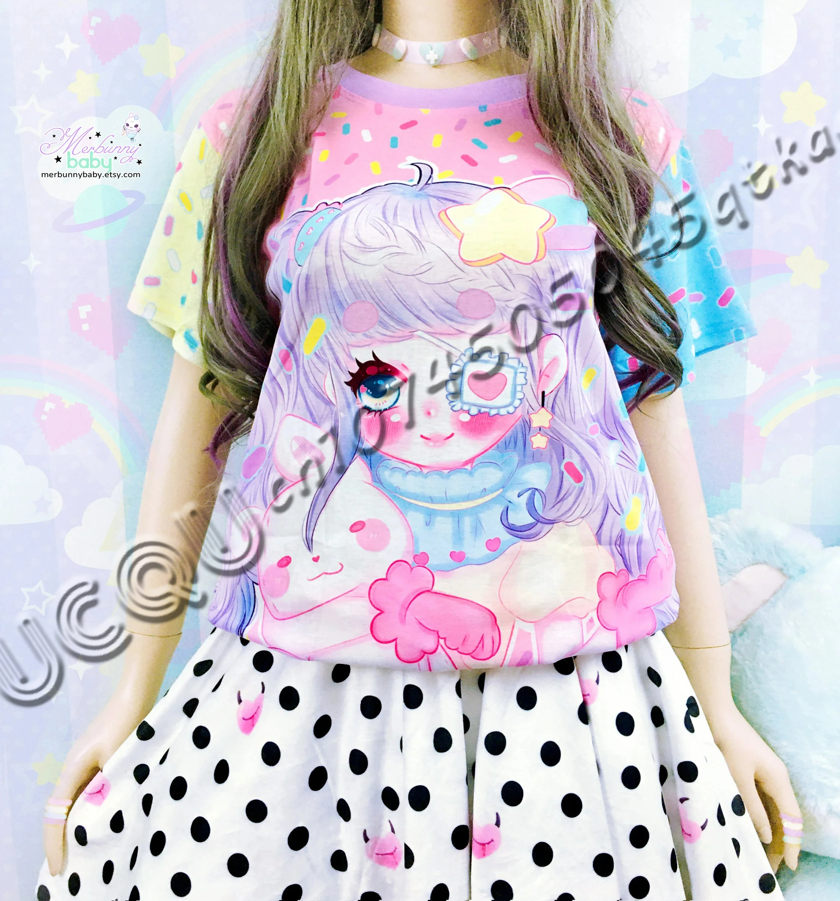 Süßes Kawaii Bunny Candy Anime Print Damen Kurzarm T-Shirt Sommer Casual 3D Print Sommer Süße Herren Sport Tops T-Shirt T-Shirt