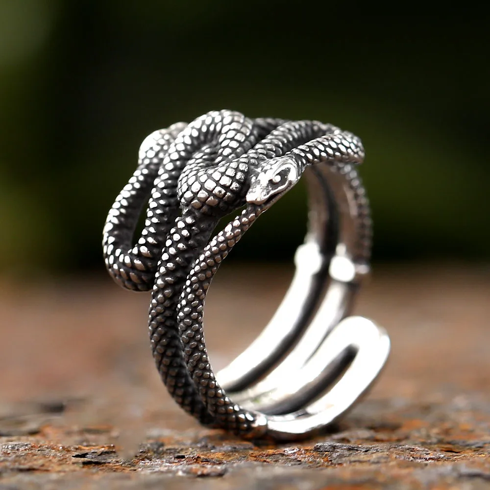 2025 Vintage 316L Edelstahl Einzigartiger Coole Schlangen-Ring für Männer und Frauen Modischer Hochwertiger Geschenkring
