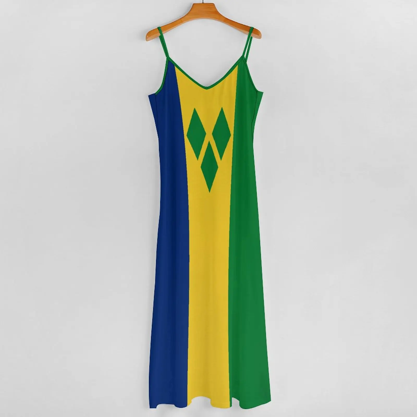 Long Dresses Dress Saint Vincent And The Grenadines Flag Print New Sleeveless Women's V-Neck Printed Dress Swing Retro Dresses