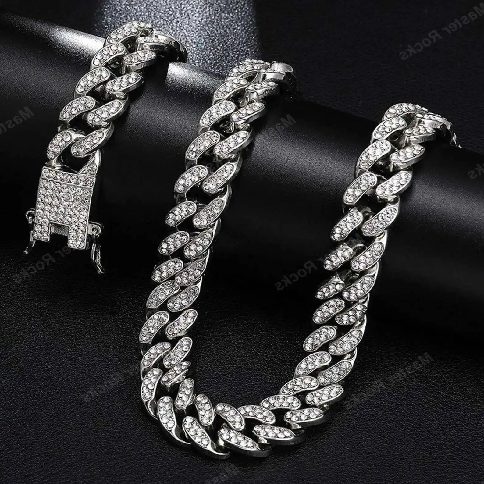 

13 мм 2 ряда S925 хип-хоп Iced Out ювелирные изделия VVS муассанит пропуск бриллиантовый тестер кубинская цепочка-цепочка ожерелье