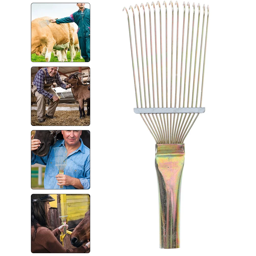 Horse Grooming Rake Metal Durable Heavy Duty Livestock Hair Brush Grooming Tool Horse Hair Cattle Puppy Brush