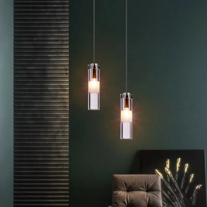 

SANDYHA Minimalist Crystal Pendant Light with LED Lampshade Stylish Lighting for Living Room Bedroom Dining Area Modern Decor