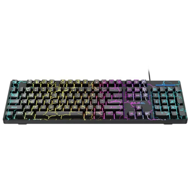 BAJEAL K55 Crack Font Backlit Keyboard Mechanical Keycap Glowing Keyboard Mouse for Gaming And Typing