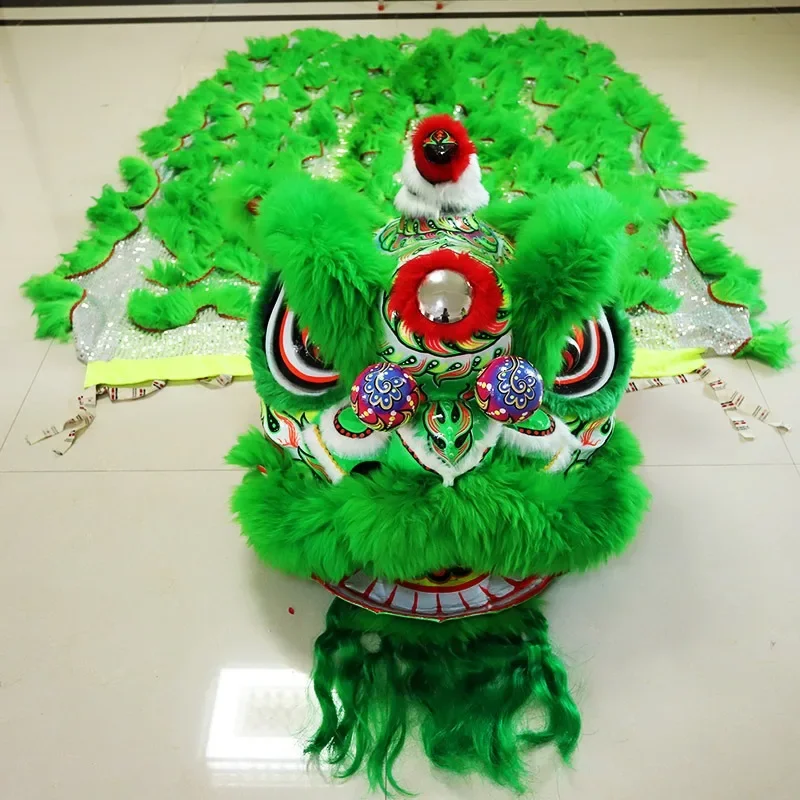 Green Buddha Costume Lion Dance Costume Set Single and Double Wool Handmade Props