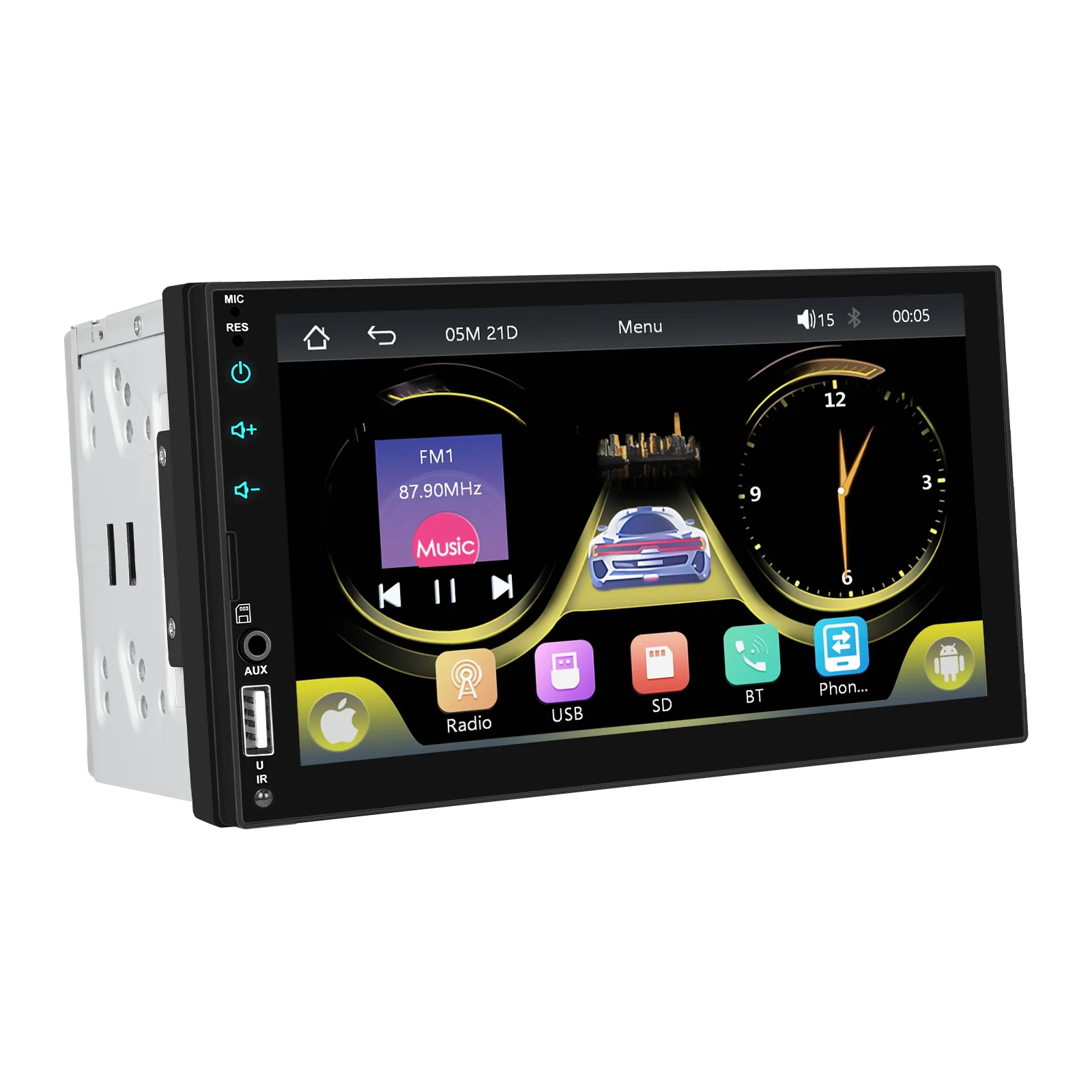 Podofo 7'' Drahtlose Carplay Auto MP5 Stereo Android Auto Mirrorlink BT Multimedia Player FM SWC DAB 2din EQ Auto radio Hinten Kamera