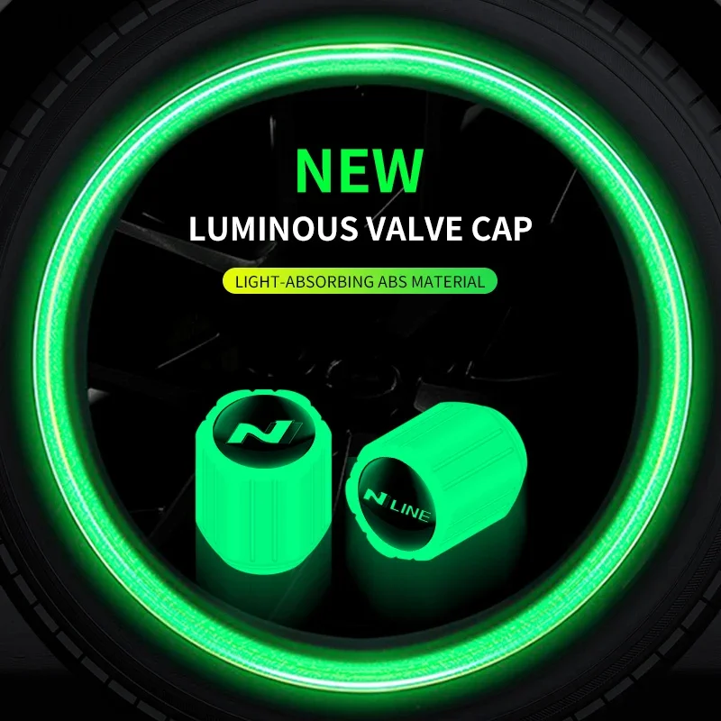 4 قطعة N خط شعار سيارة مضيئة الإطارات صمام قبعات الفلورسنت ليلة متوهجة لشركة هيونداي i30 ix35 كوبيه توكسون سوناتا إلنترا كونا