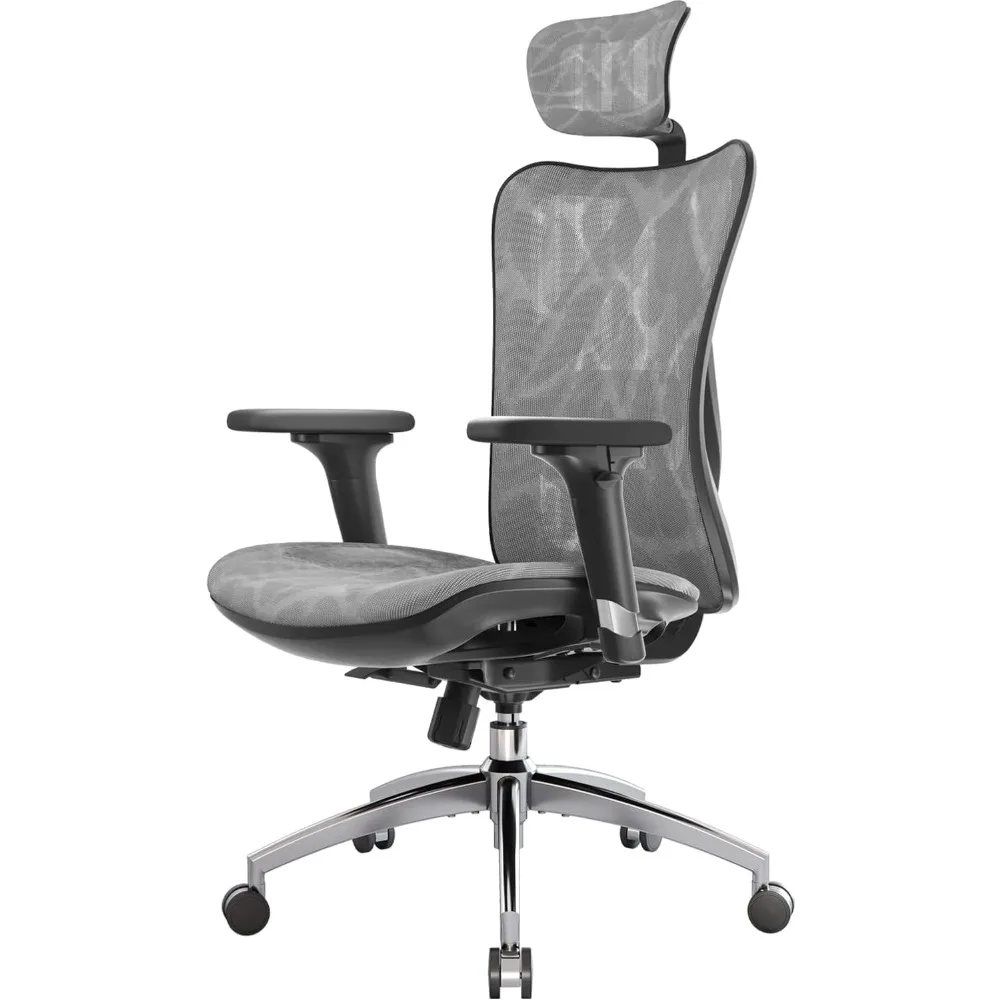 

M57 Ergonomic Office Chair with 3 Way Armrests Lumbar Support and Adjustable Headrest High Back Tilt Function Grey