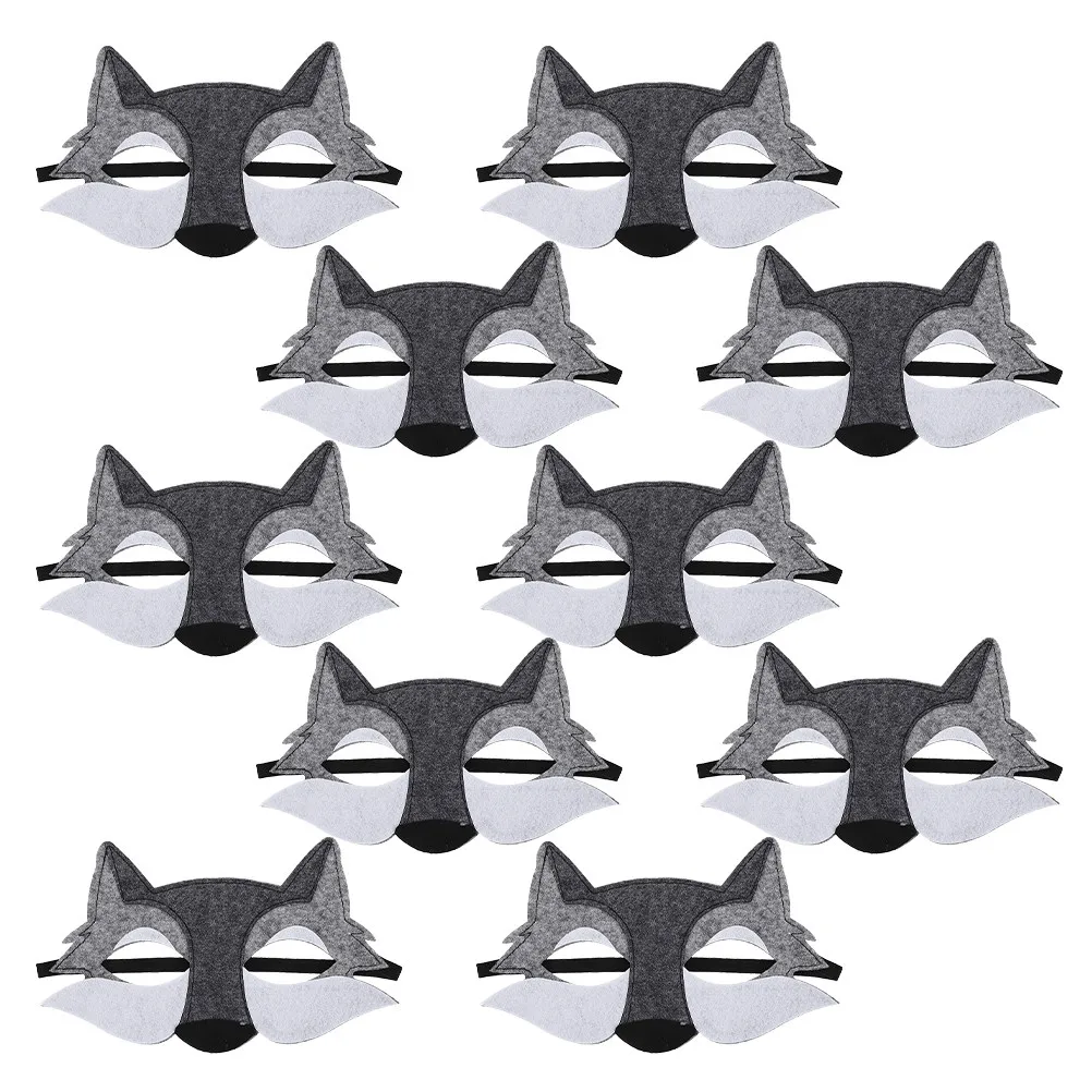 10 Pcs Dress up Accessories Animal Masquerade Masks Face Cover Felt Animals for Party