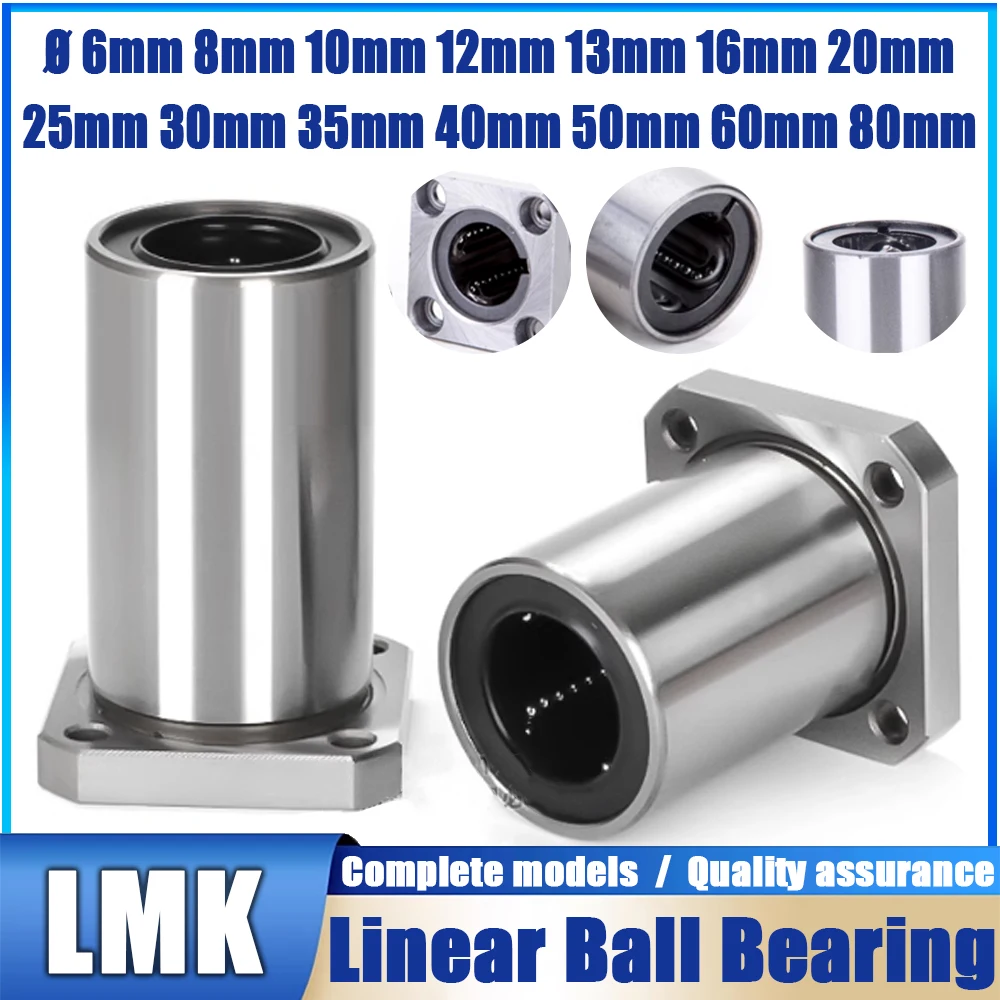 

1PCS LMK 6 8 10 12 13 16 20 25 30 35 40 UU or LUU Oval Flange Bushing Router Shaft CNC Linear Bearing For 3D Printer Parts Rods
