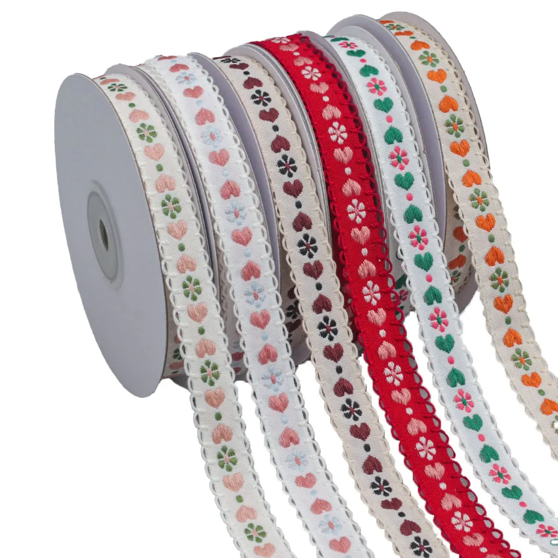 Lace Ribbon Colorful Floral Ribbon Love Webbing Polyester Jacquard Ribbon For Gift Wrapping Mother'S Day Christmas