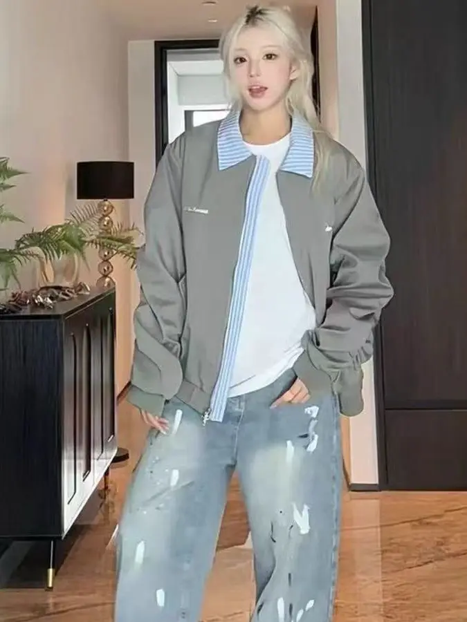 

plus Size 300 Pou Pilot Jaet Baseball Sle Men Women Autumn Winter Match Couple's Outwear Trendy Zipper Closure Coat