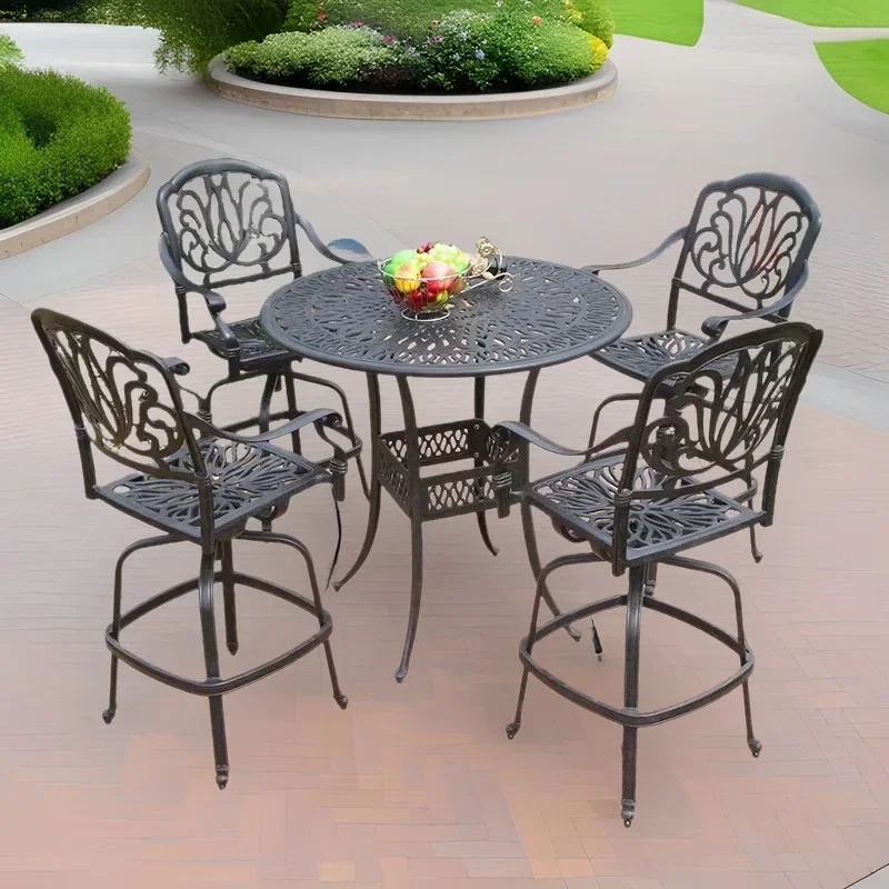 Outdoor cast aluminum bar tables and chairs, garden clubhouse villa, outdoor bar, restaurant, café, bar chairs, bar tables