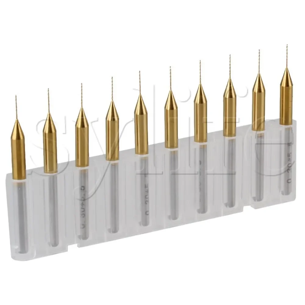 

10 шт. твердосплавные сверла с титановым покрытием 1/8 дюйма 0,3 мм для печатных плат, ювелирных изделий, фрезерных станков с ЧПУ, гравировальные инструменты