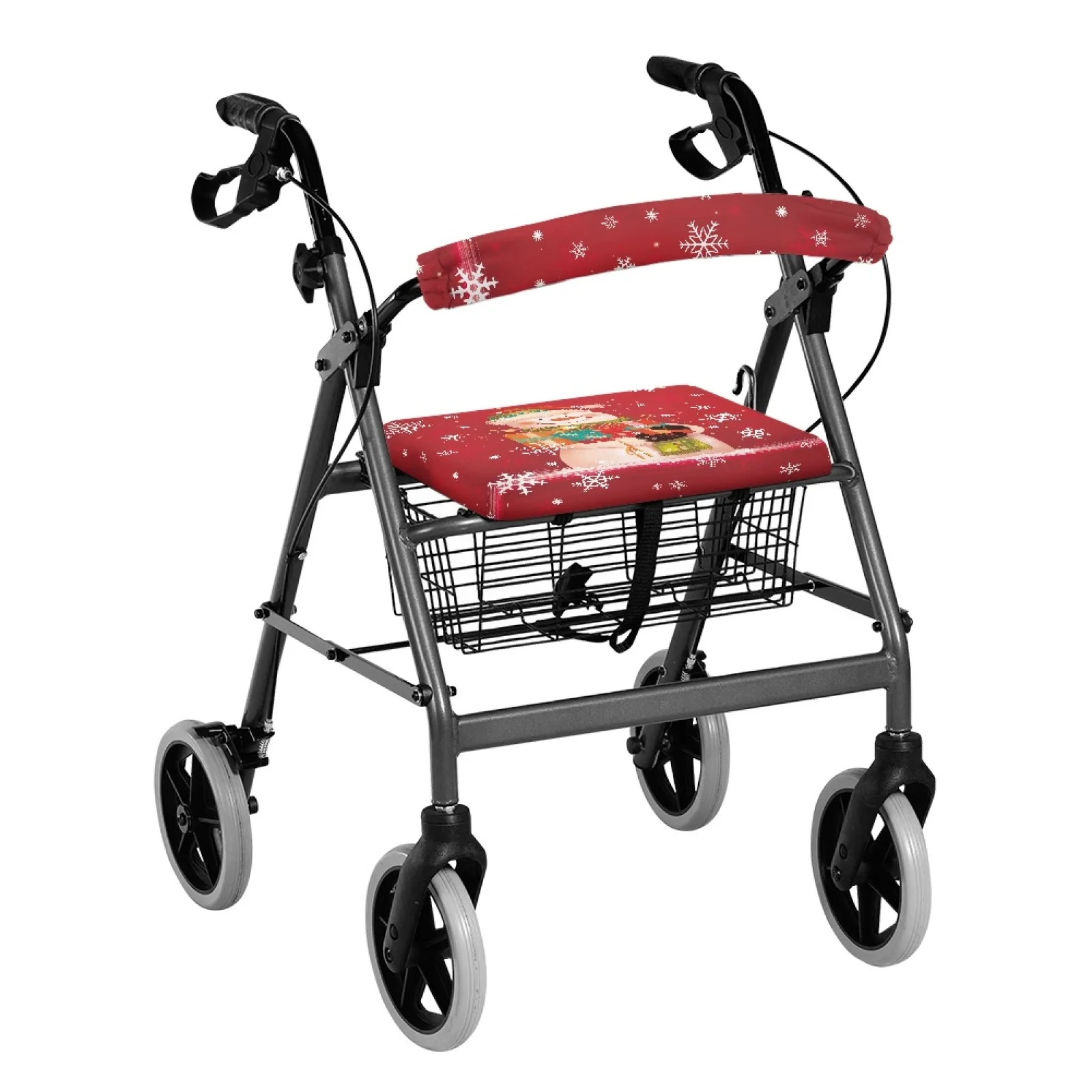 Coloranimal Snowman and Snowflakes 2 Pcs Rollator Walker Seat Cushion Cover Polyester Fabric Rollator Accessories for Ladies