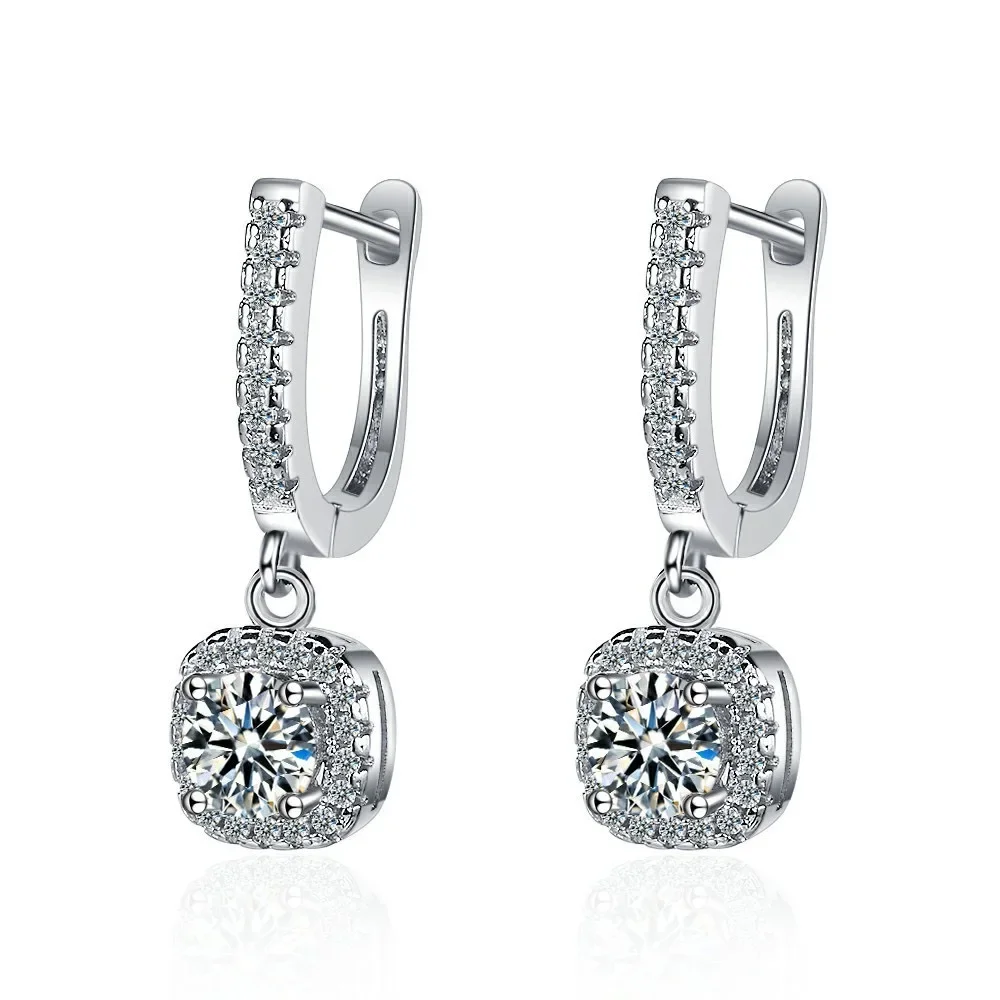 925 Sterling Silver Eternity Earrings, Sparkling Cubic Zirconia, Elegant, Women\'s Accessories, Classic Jewelry