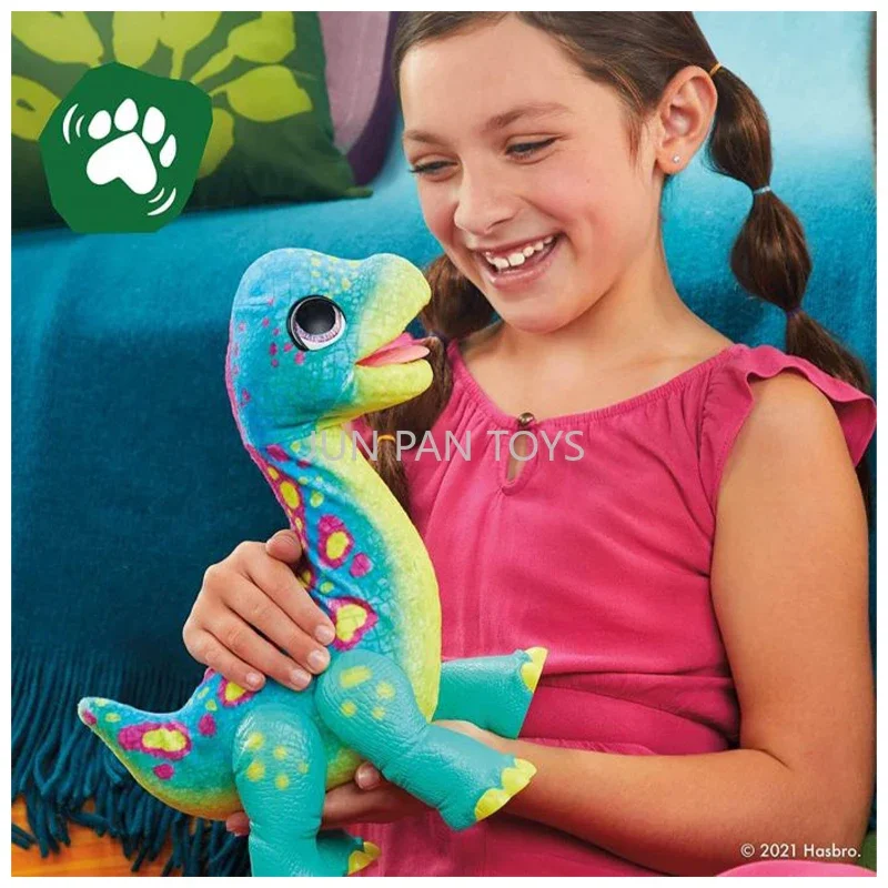 Furreal Friends Snackin' Sam The Bronto 40+ Sounds and Reactions, Electronic Interactive Plush Pets Dinosaur Children Toys Gifts