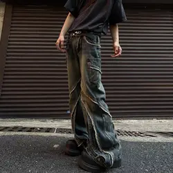 Hip hop retro straight leg washed denim pants for men and women loose and slightly flared wide leg casual pants for the streets