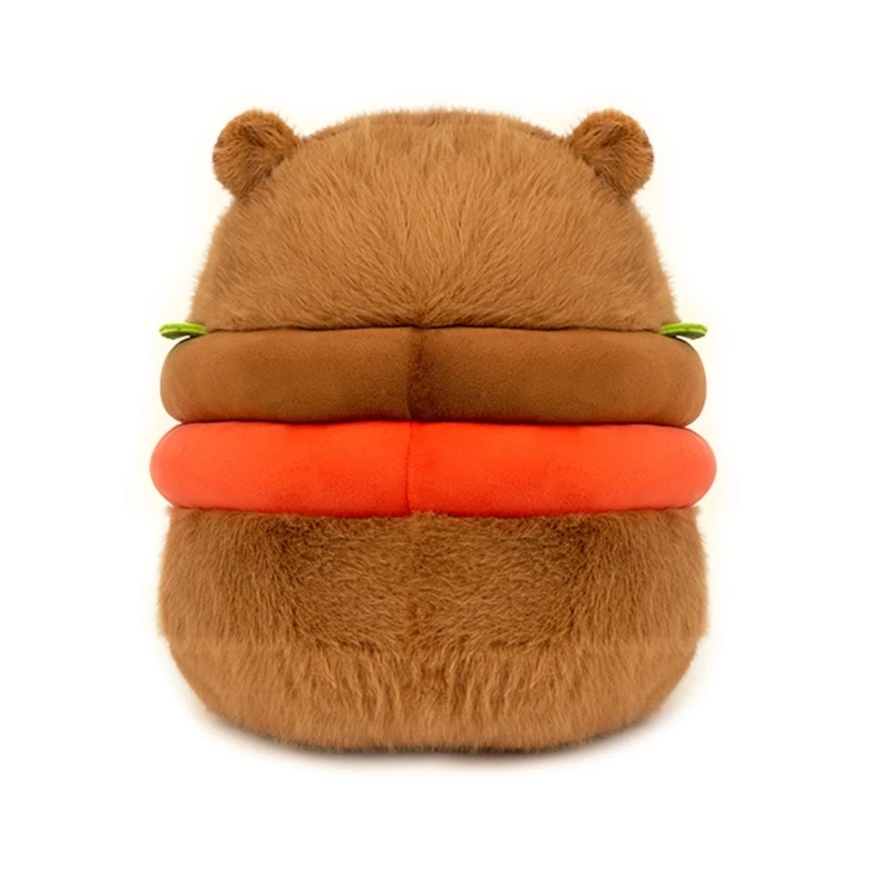 Lovely Capybara Figure Toy Stuffed Animals Hugging Shower Gifts Hamburger Washable for Toddlers Kids