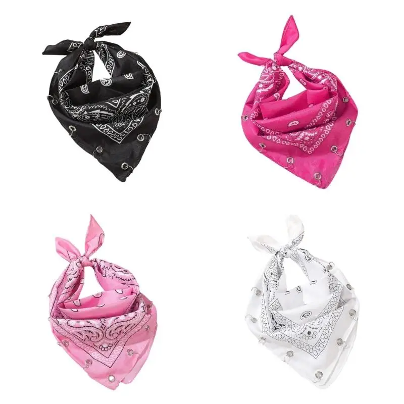 

652F Bandana Scarf Soft Texture Detachable Rings Unisex Accessory Photo Props