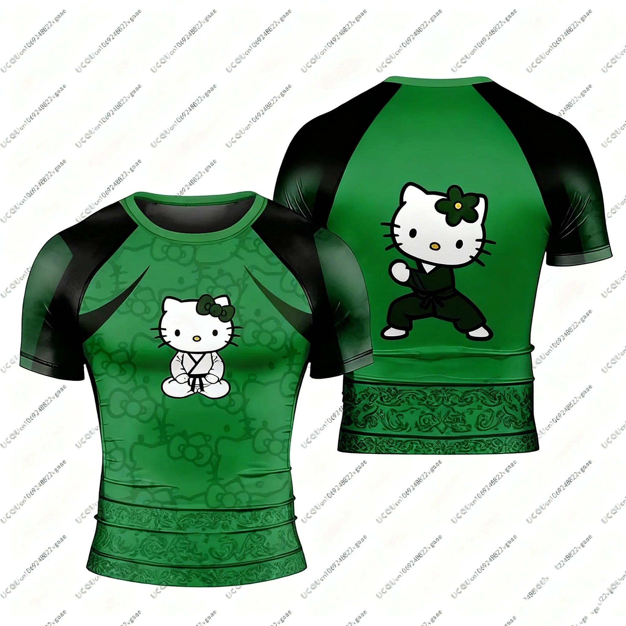 أطفال بنات تي شيرت ملابس رياضية كاجوال للهالوين تي شيرت هدية أنيمي اللياقة البدنية الصالة الرياضية مرحبا كيتي جيو جيتسو طفح الحرس تنفس مينيسو