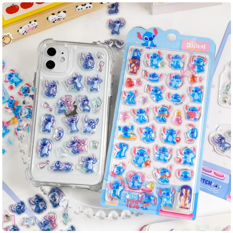 

Disney Stitch 3D Solid Jelly Stickers Toy Story Nick Wilde Girl DIY Phone Case Camera Ipad Decorative Sticker Reward Toys