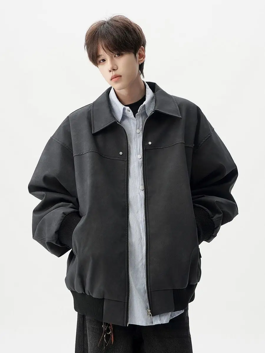 

Модная брендовая мужская повседневная верхняя одежда из искусственной кожи в стиле ретро, свободная повседневная верхняя одежда на молнии в американском стиле, пальто