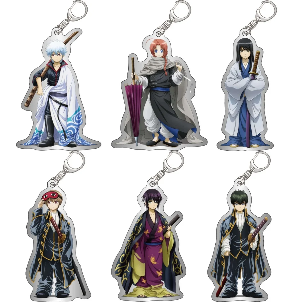 

Anime Fans Gifts GinTama HD Figures Q Edition Charm Smaller Ver Acrylic Keychain pendant Ornament Collection Series About 6cm