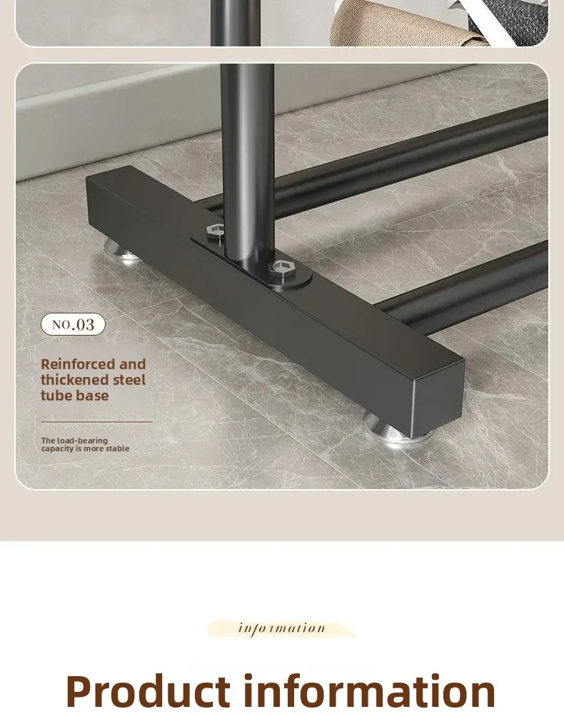 Clothes Rack for Living Room, Floor Standing Coat Hanger, Modern Closet Organizer, Multifunctional Shelves with Hook, Home