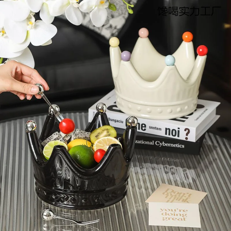 

Suitable for Exquisite and simple wind crown fruit plate, fruit plate, high-value household coffee table fruit plate, high-grade