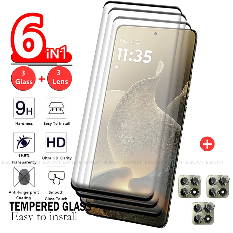 

6-in-1 For Moto Edge 70 Pro Glass Motorola Moto Edge 70 Pro Screen Protector Curved Tempered Glass Moto Edge 70 Pro Lens Glass